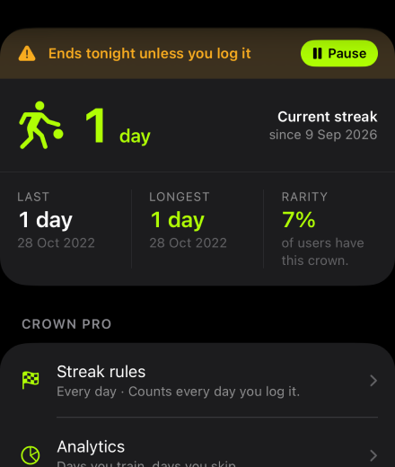 The streak pause feature